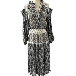 Vintage Diane Frés Black And White Floral Print Dress Size XS or S EUC